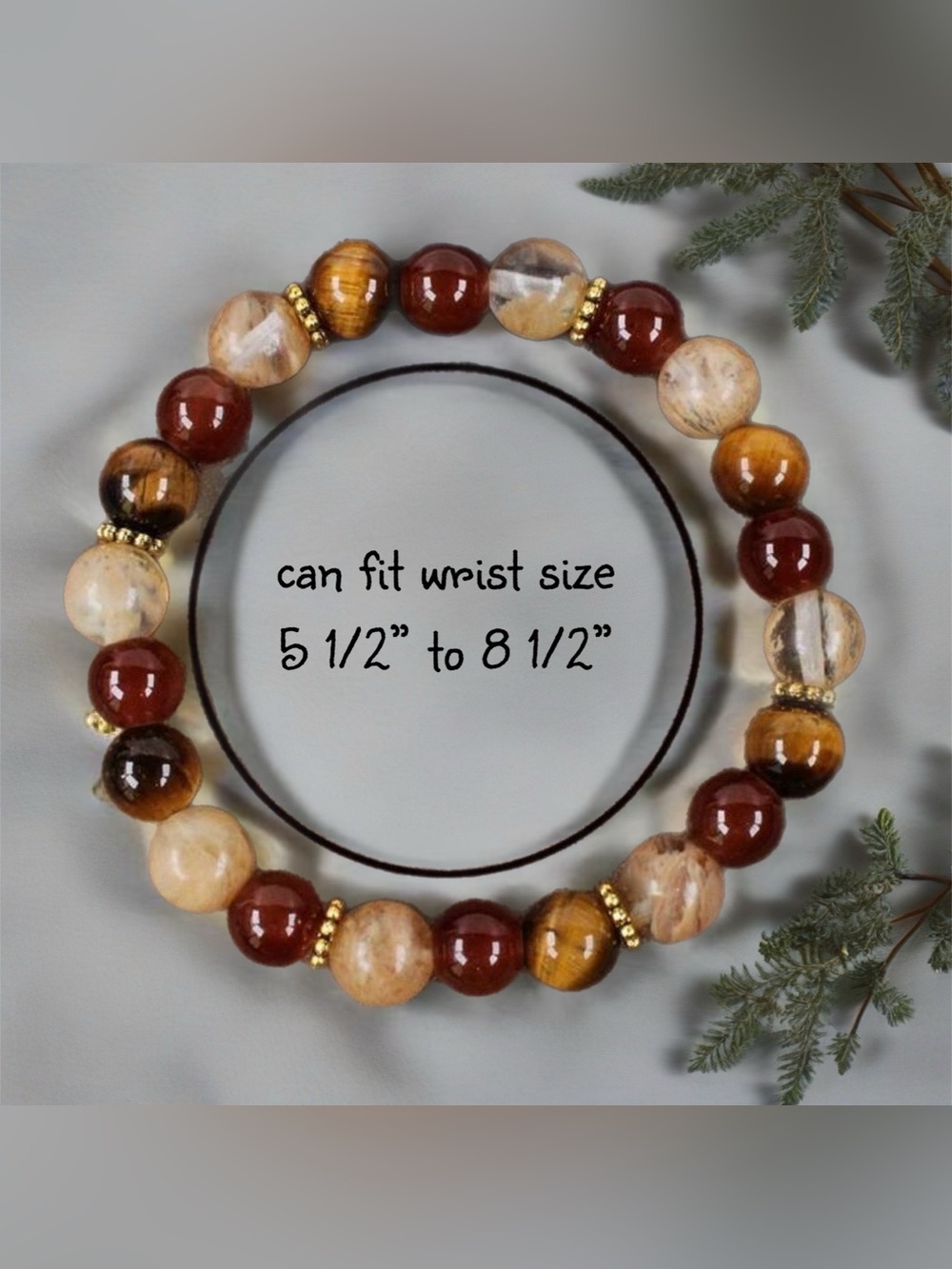 Natural Handmade Tiger’s Eye & Red Agate Bohemian Career Bracelet brand new